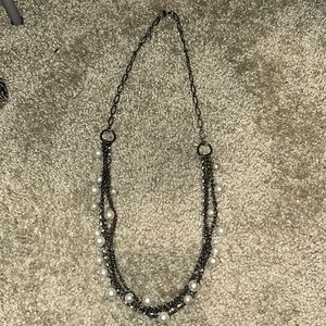 Dark metal pearl necklace